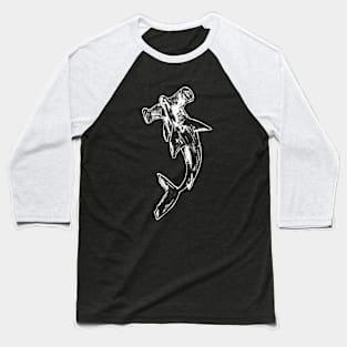 Black and White Hammerhead Shark Baseball T-Shirt